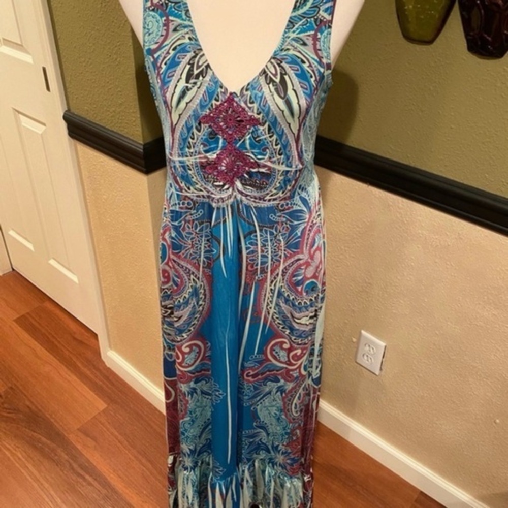 Unity Blue And Purple Paisley Maxi Dress